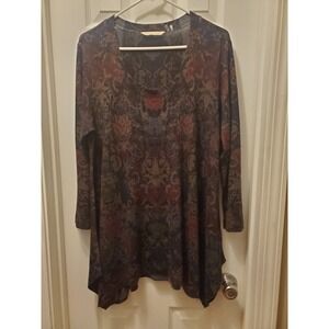 Soft Surroundings PL Floral Scoop Neck Lagenlook Tunic Paisley boho artsy